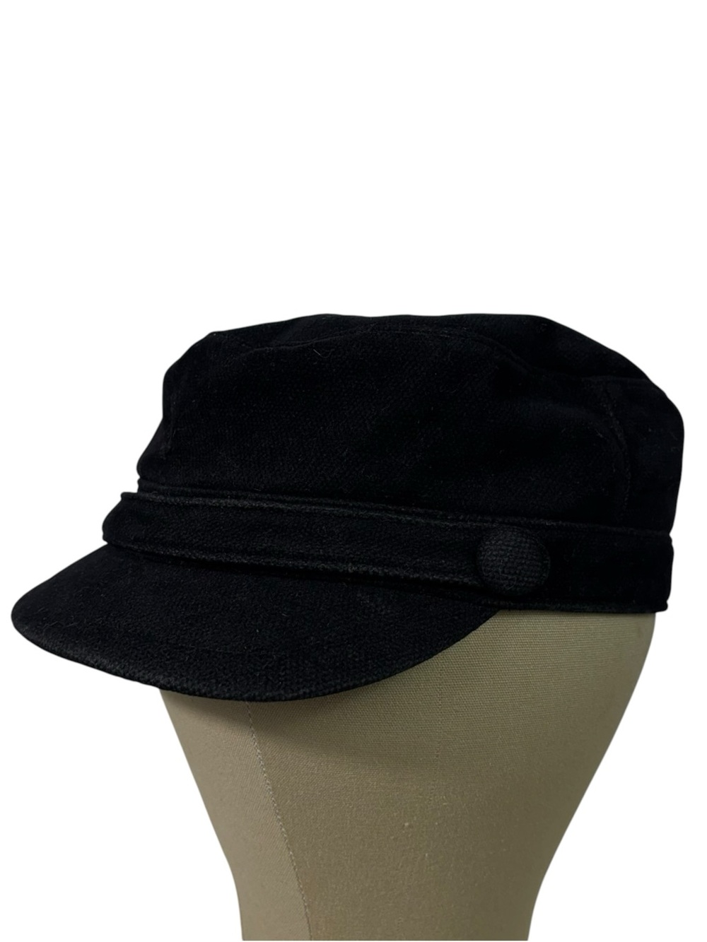 Vintage Y2K San Diego Hat Co Black Button Flat Top Cadet Cap Steampunk Punk 90s